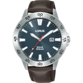 lorus solar gents blue stainless steel strap watch