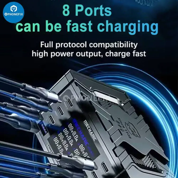 MECHANIC Wireless QC3.0 Charging Dock 8 Port LCD Display Fast Charger