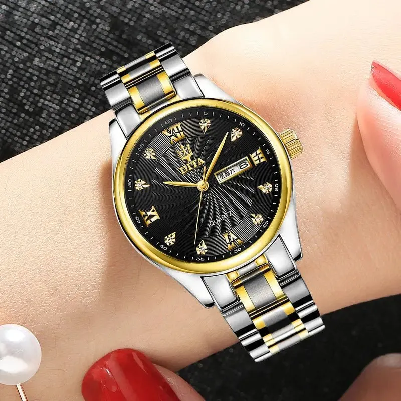 Men's and Women's Watches Waterproof - Slim 7mm Dial, Rhinestone Accents