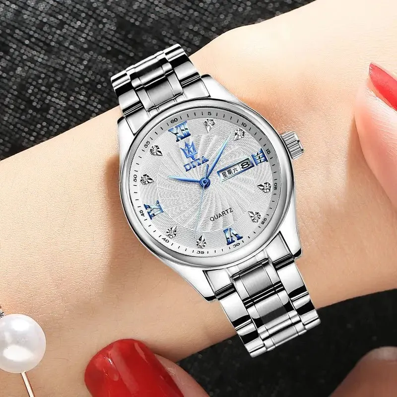 Men's and Women's Watches Waterproof - Slim 7mm Dial, Rhinestone Accents