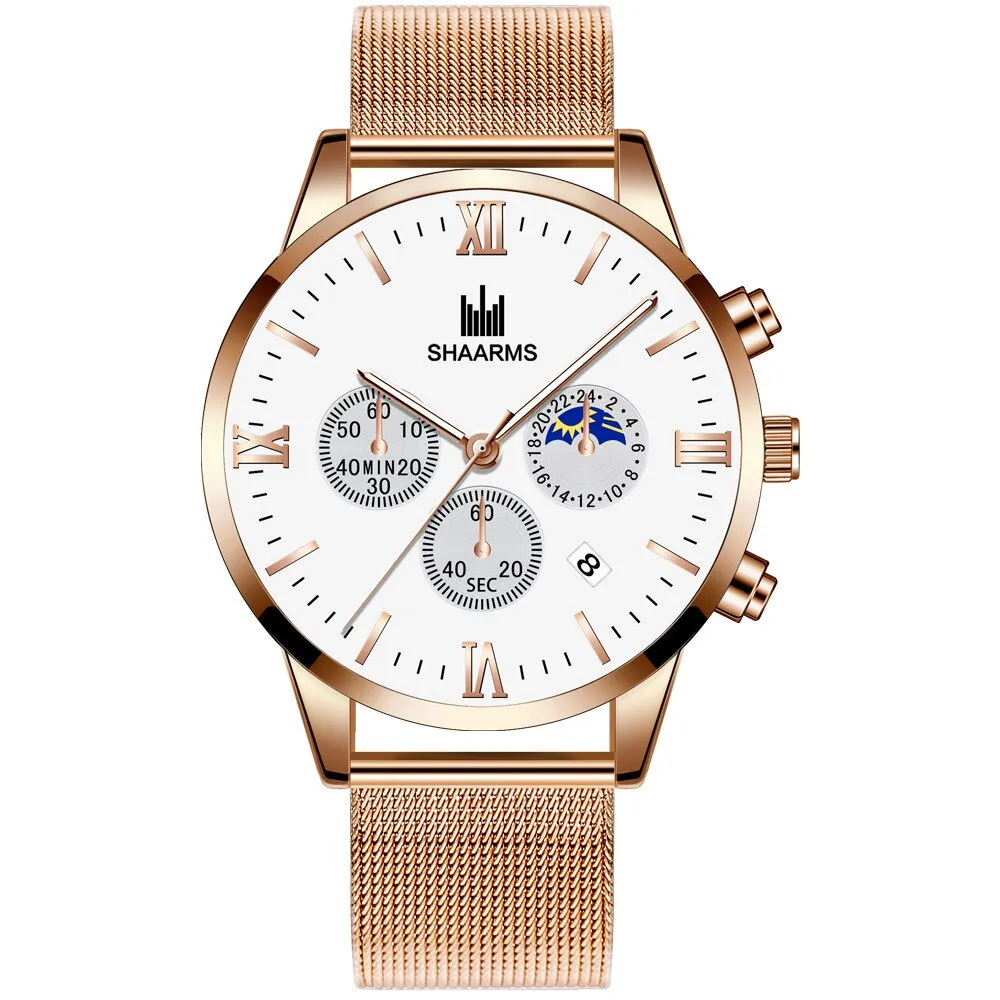 men's watches stainless mesh straps calendar quartz wrist watches ✈️ free.shipping