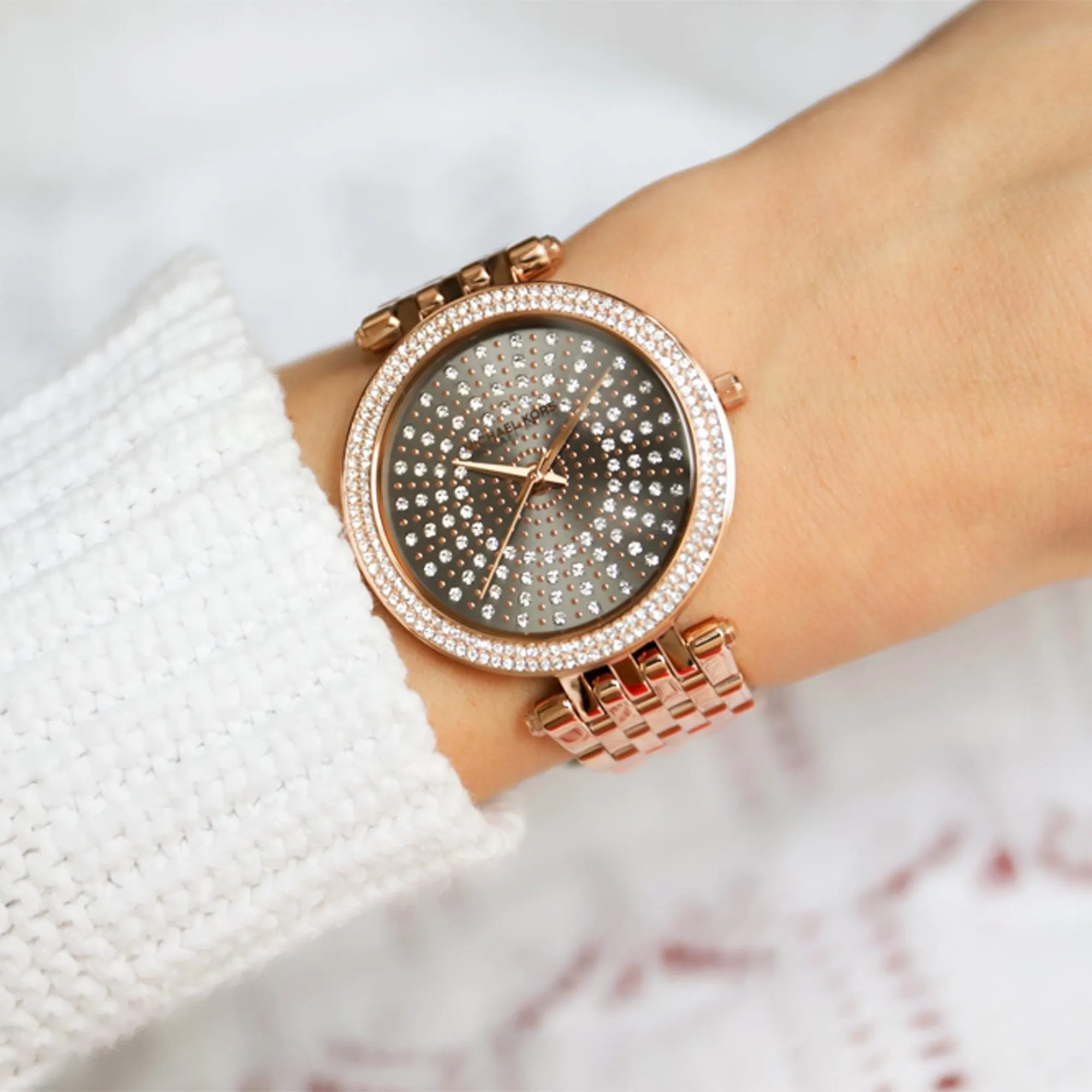 Michael Kors Darci Quartz Grey Crystal Pave Dial Ladies Watch MK4408