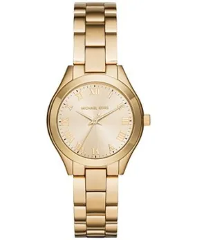 Michael Kors Slim Runway Gold Tone Dial Ladies Dress Watch MK3456