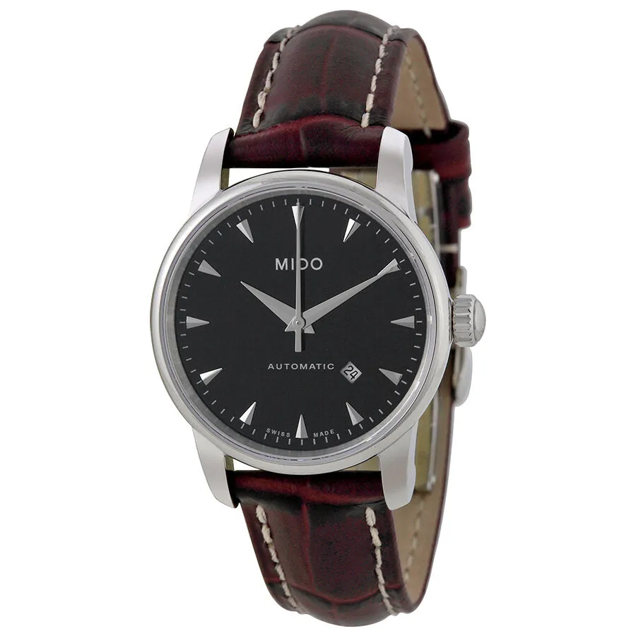 Mido Baroncelli Automatic Black Dial Brown Leather Ladies Watch M76004188 M7600.4.18.8