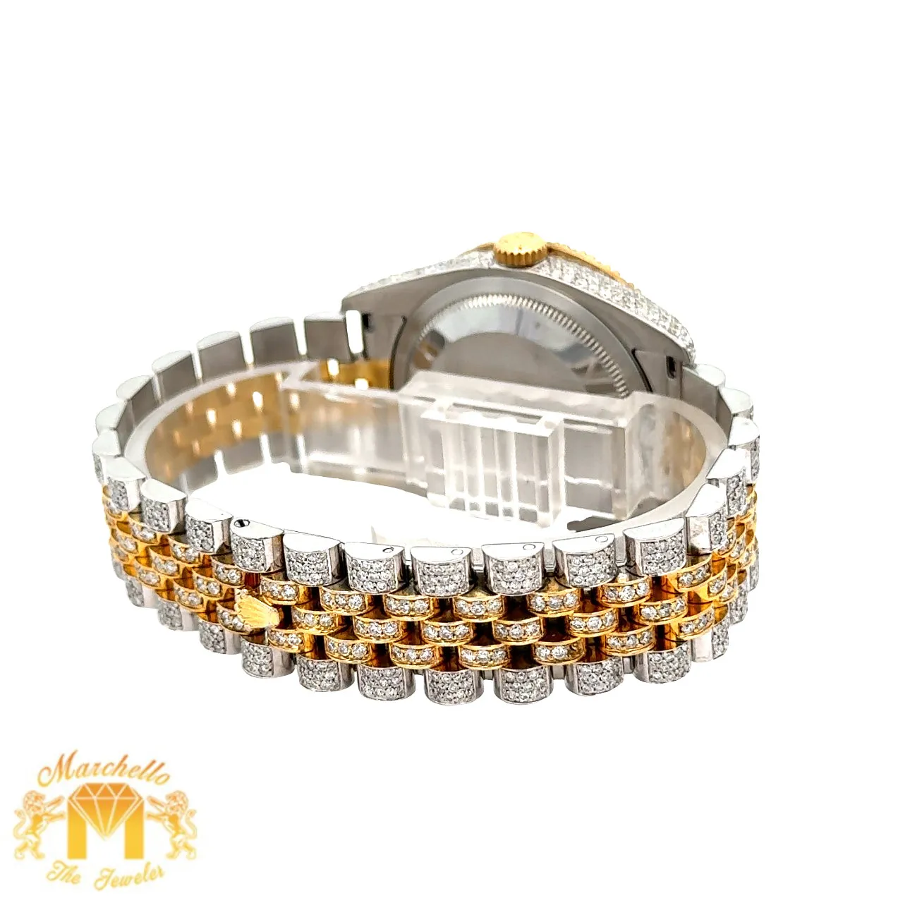 Model: 11673 Iced out 36mm Rolex Watch with Two-Tone Jubilee Bracelet