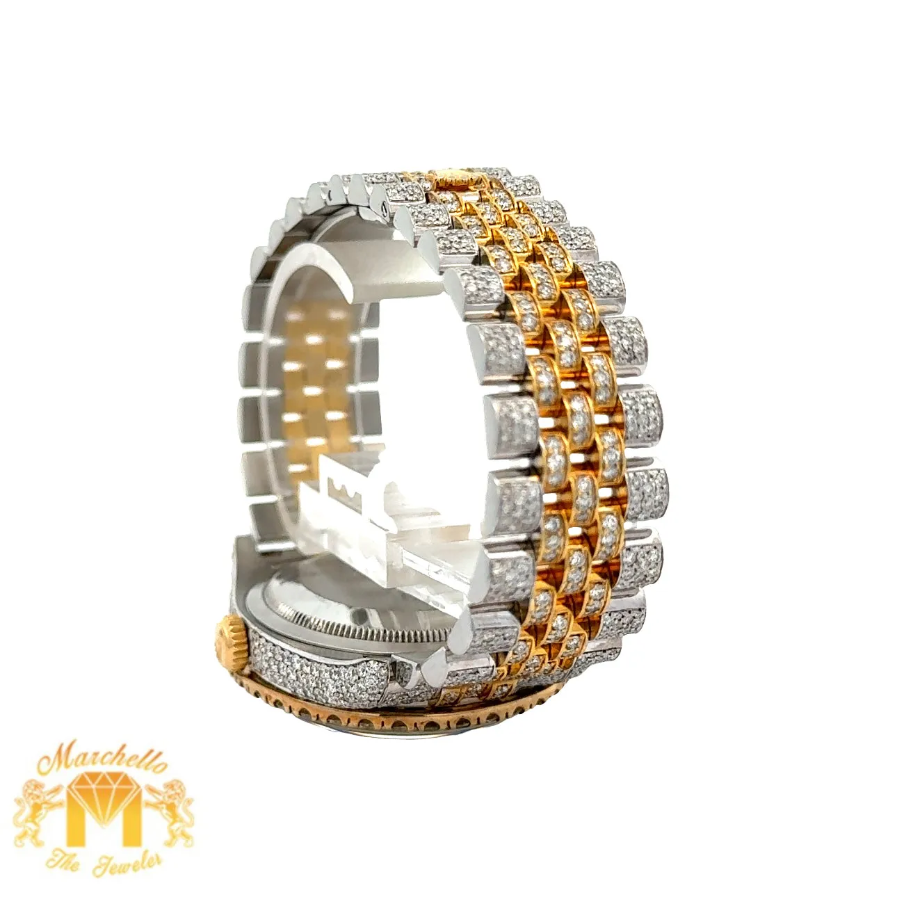 Model: 11673 Iced out 36mm Rolex Watch with Two-Tone Jubilee Bracelet