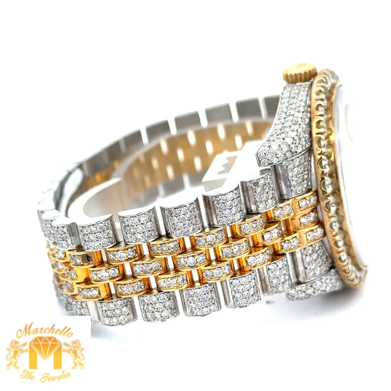 Model: 11673 Iced out 36mm Rolex Watch with Two-Tone Jubilee Bracelet