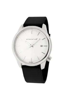 Momentum Watches Logic 36mm SS Polished, Sapphire, Sml, White, Black Goma Rubber