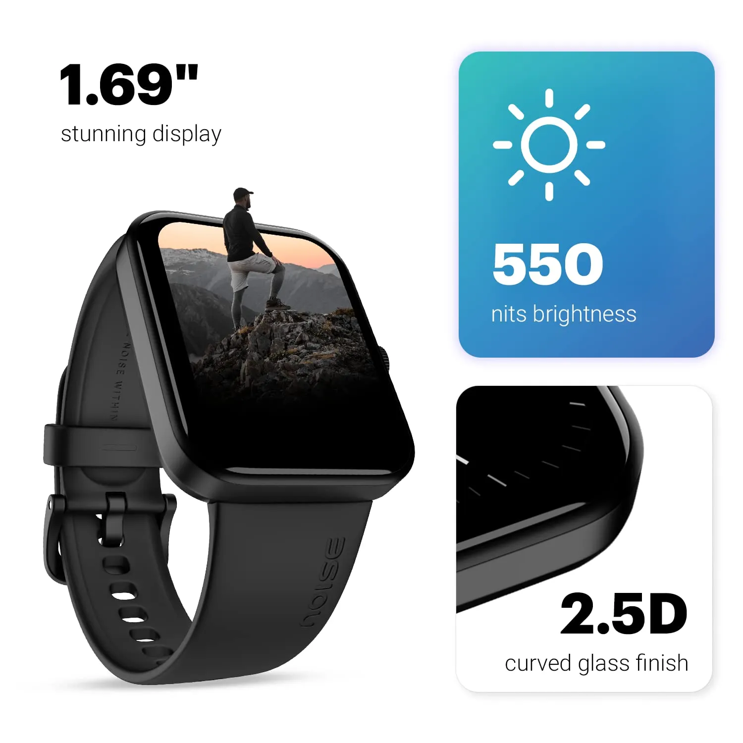Noise Pulse Go Buzz Smart Watch with Advanced Bluetooth Calling, 1.69" TFT Display, SpO2, 7 days Battery - Jet Black