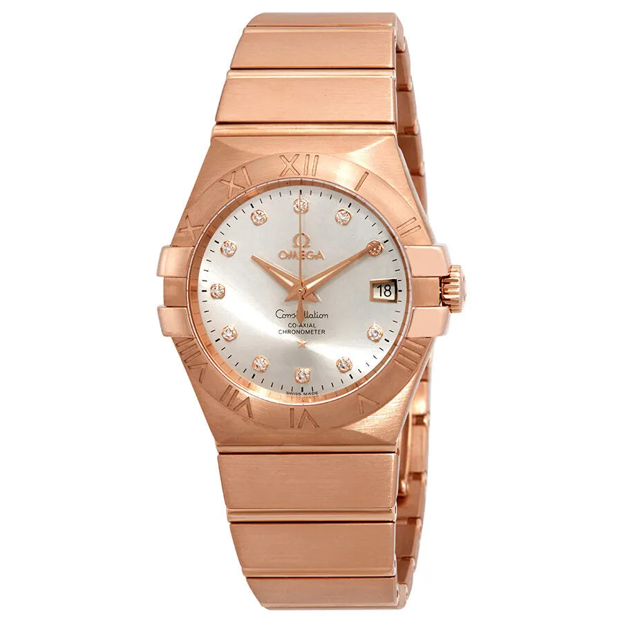 Omega Constellation 18kt Rose Gold Automatic Diamond Ladies Watch 123.50.35.20.52.001