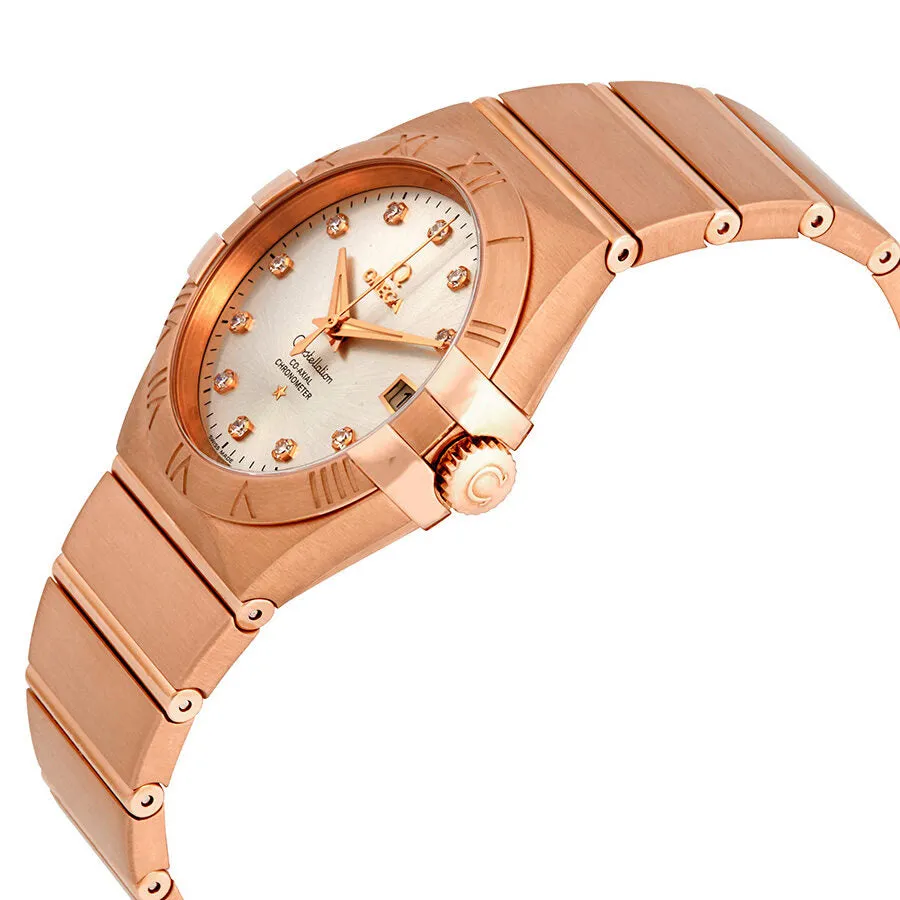Omega Constellation 18kt Rose Gold Automatic Diamond Ladies Watch 123.50.35.20.52.001