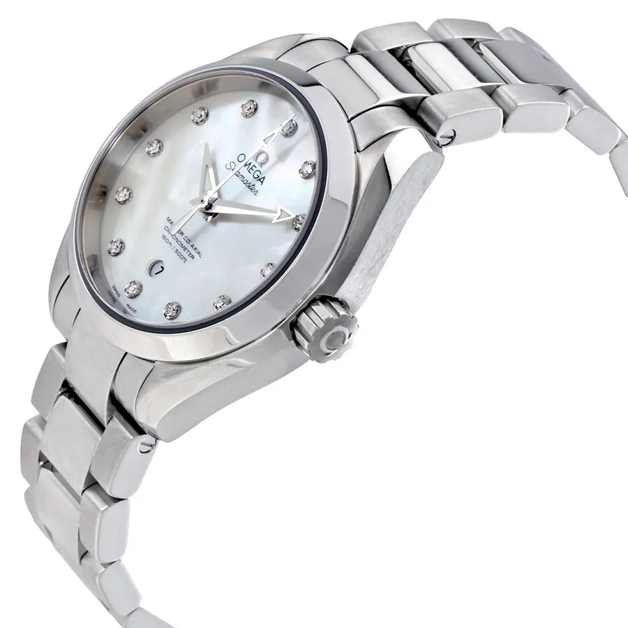 Omega Seamaster Aqua Terra White Mother of Pearl Automatic Diamond Dial 34 mm Ladies Watch 231.10.34.20.55.002