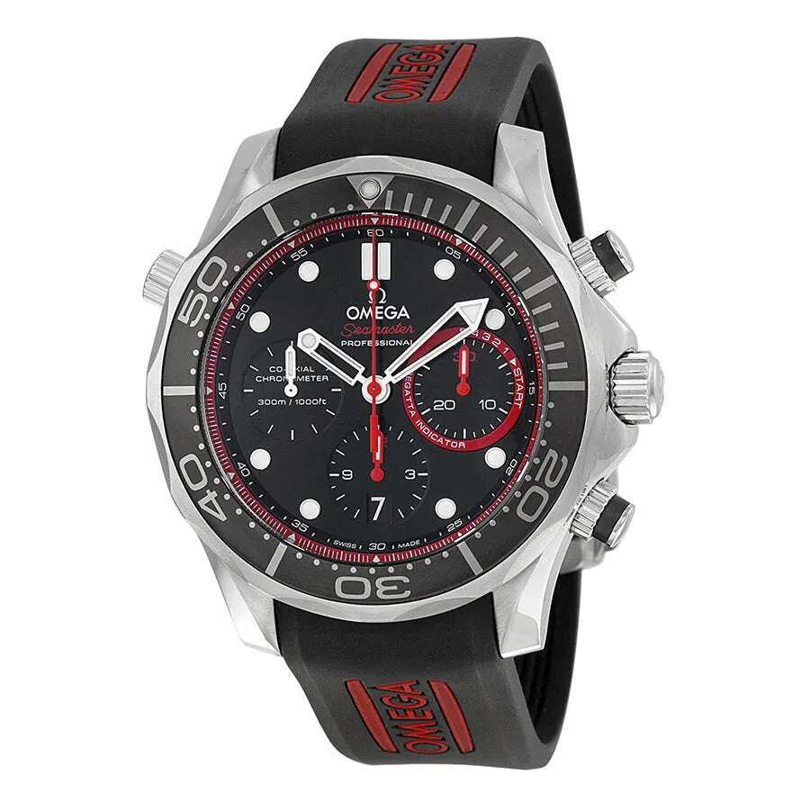 Omega Seamaster Diver  Co-axial Automatic Chronograph Black Dial Black Rubber Men's Watch 212.32.44.50.01.001
