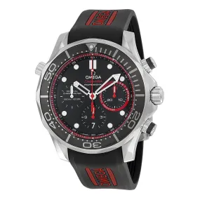 Omega Seamaster Diver  Co-axial Automatic Chronograph Black Dial Black Rubber Men's Watch 212.32.44.50.01.001