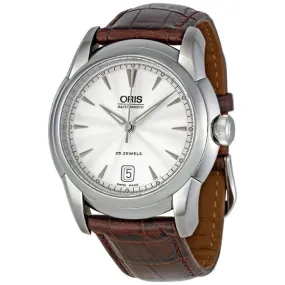 Oris Artelier Date Silver Dial Brown Leather Strap Automatic Men's Watch 633-7544-4051LS