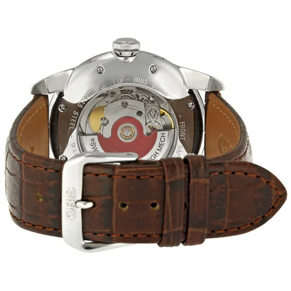 Oris Artelier Date Silver Dial Brown Leather Strap Automatic Men's Watch 633-7544-4051LS