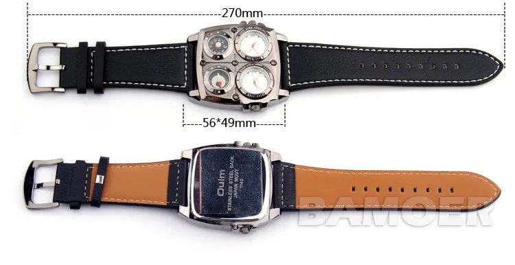 OULM Army Military Watch Multiple Time Zone Thermometer Compass Voyager Russia Clock