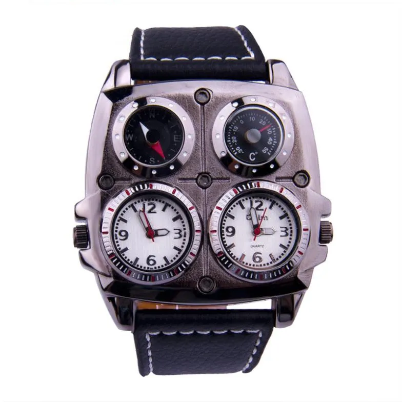 OULM Army Military Watch Multiple Time Zone Thermometer Compass Voyager Russia Clock