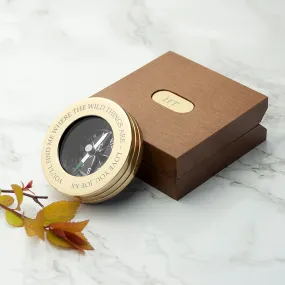 Personalised Brass Traveller's Compass with Wooden Box