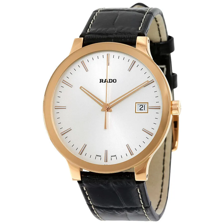 Rado Centrix White Dial Dark Black Leather Quartz Men's Watch R30554105