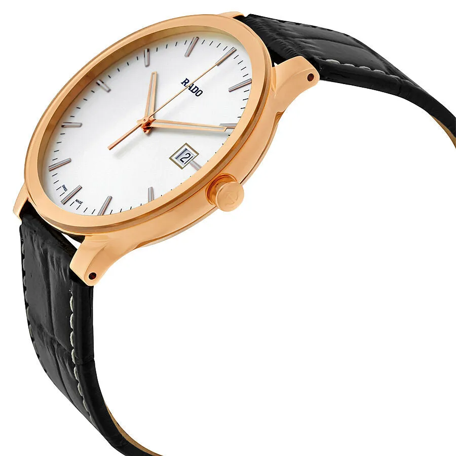 Rado Centrix White Dial Dark Black Leather Quartz Men's Watch R30554105