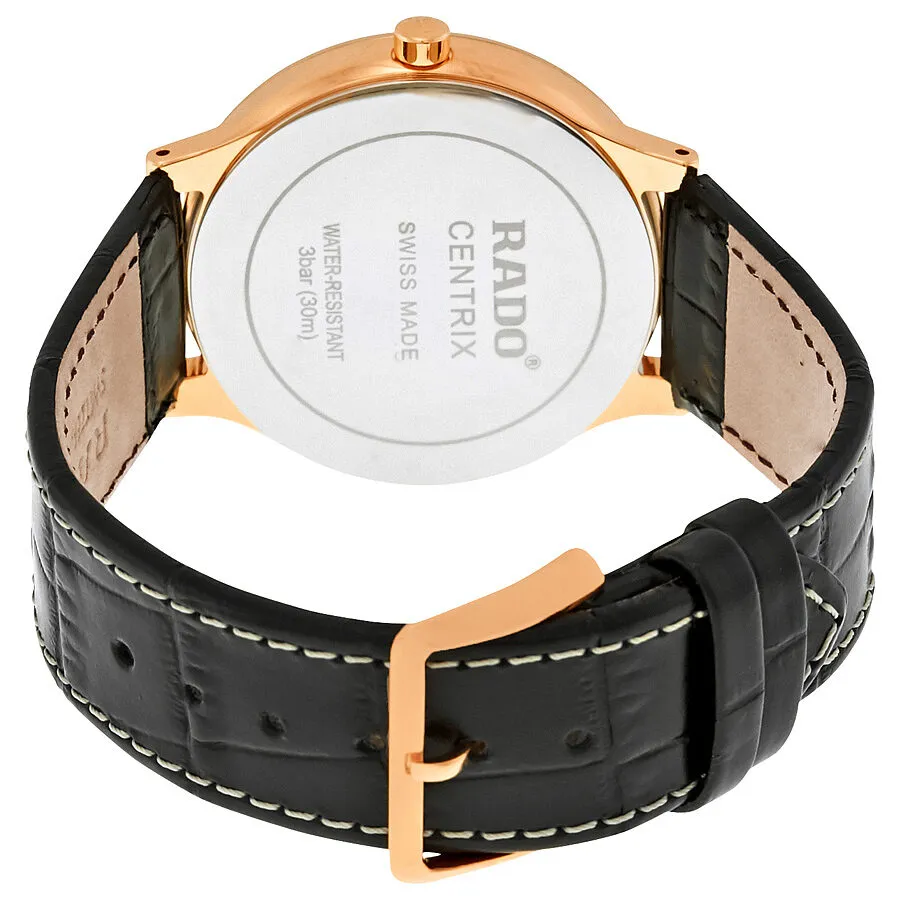 Rado Centrix White Dial Dark Black Leather Quartz Men's Watch R30554105