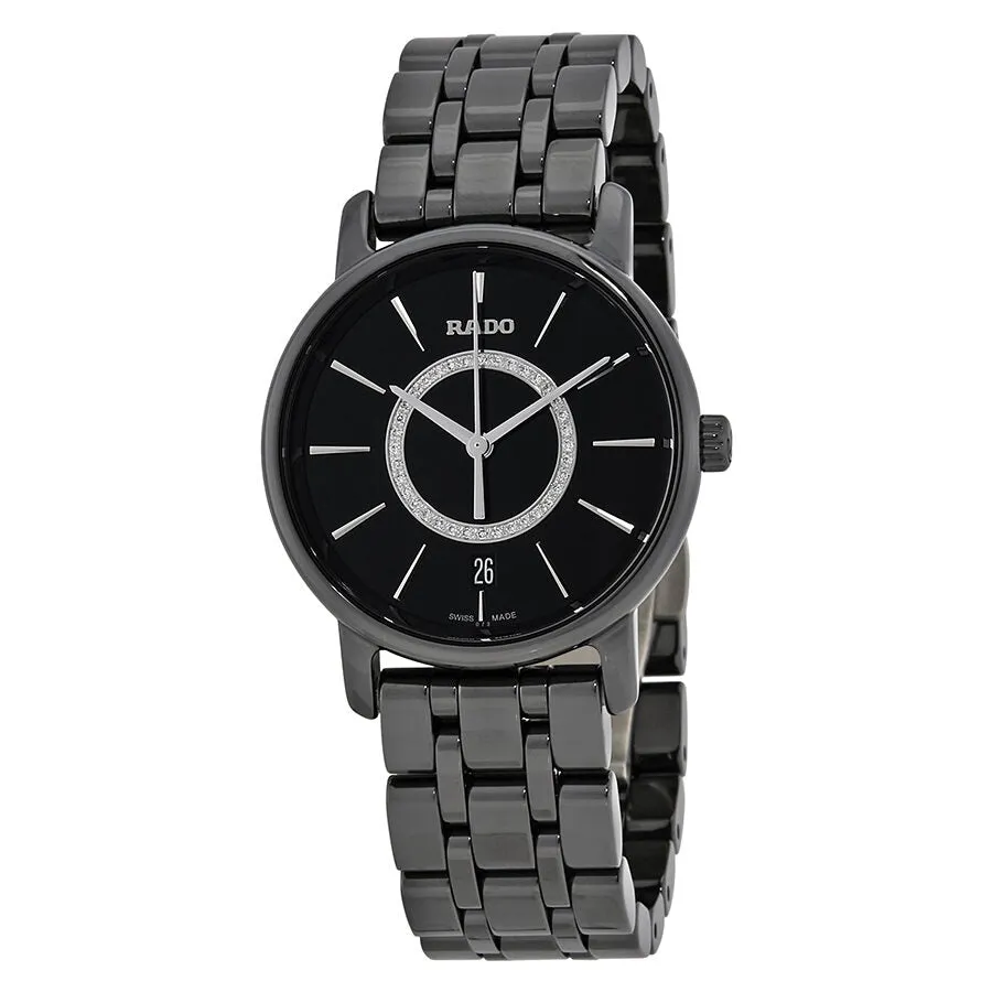 Rado DiaMaster Black Diamond Dial Black Ceramic Ladies Watch R14063737
