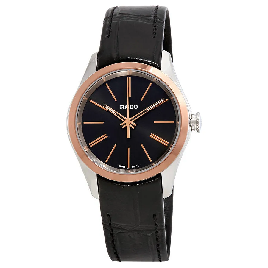 Rado Hyperchrome S Black Sunburst Black Leather Ladies Watch R32976155