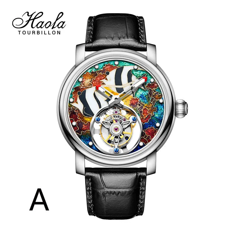 Reserve(30 days)--HAOFA Enamel (Cloisonne) Carp Tourbillon 2218