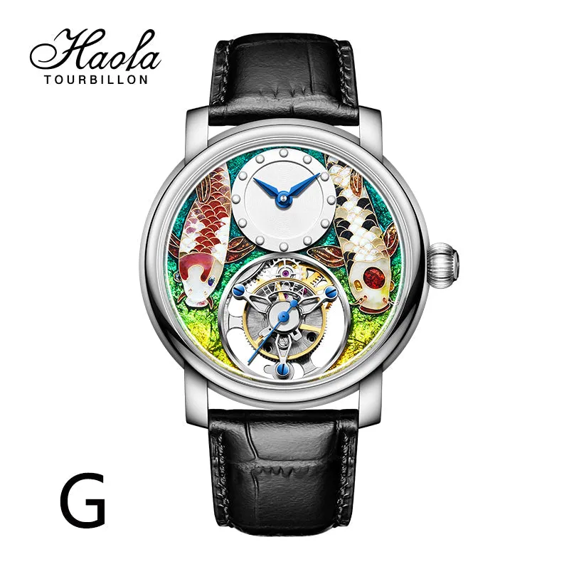 Reserve(30 days)--HAOFA Enamel (Cloisonne) Carp Tourbillon 2218