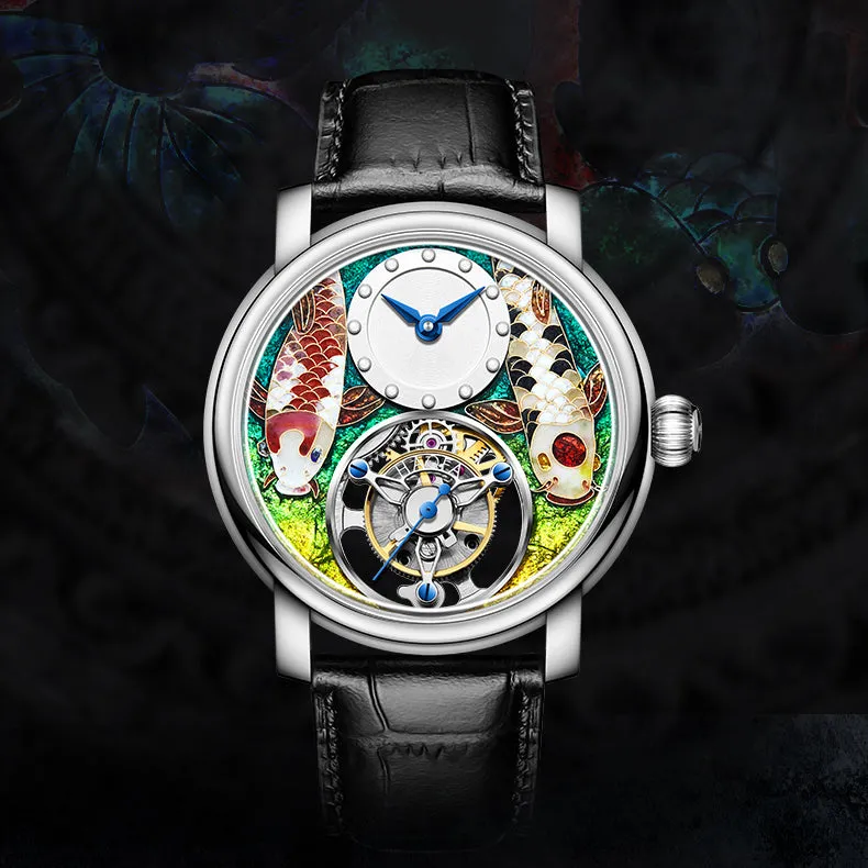 Reserve(30 days)--HAOFA Enamel (Cloisonne) Carp Tourbillon 2218