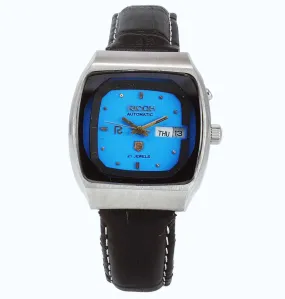 Ricoh Automatic 21 Jewels R31 Sky Blue Dial Day Date Men's Mechanical Watch