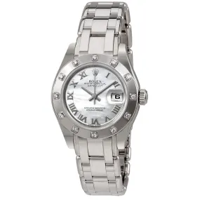 Rolex Datejust Pearlmaster Mother of Pearl Dial 18kt White Gold Ladies Watch 80319MRPM