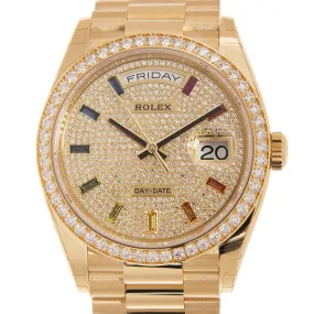 Rolex Day-Date 36 Diamond Pave Dial 18kt Yellow Gold President Watch 128348DSP