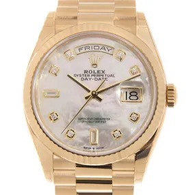 Rolex Day-Date 36 Mother of Pearl Diamond Automatic 18kt Yellow Gold President Watch 128238MDP