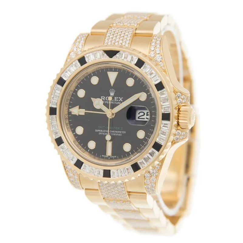 Rolex GMT-Master II Automatic Chronometer Diamond Black Dial Unisex Watch 116758 Pave 116758 SANR
