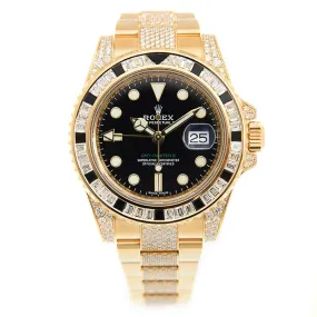 Rolex GMT-Master II Automatic Chronometer Diamond Black Dial Unisex Watch 116758 Pave 116758 SANR