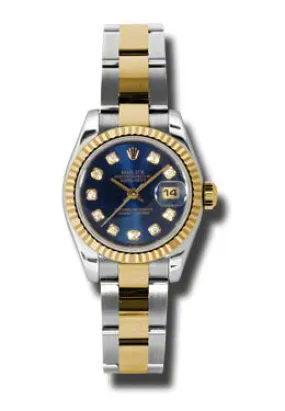 Rolex Lady Datejust 26 Blue Dial Stainless Steel and 18K Yellow Gold Oyster Bracelet Automatic Watch 179173BLDO