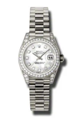 Rolex Lady-Datejust 26 Mother Of Pearl Dial 18K White Gold President Automatic Ladies Watch 179159MDP