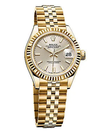 Rolex Lady Datejust 28 Silver Dial 18K Yellow Gold Jubilee Bracelet Automatic Watch 279178SSJ