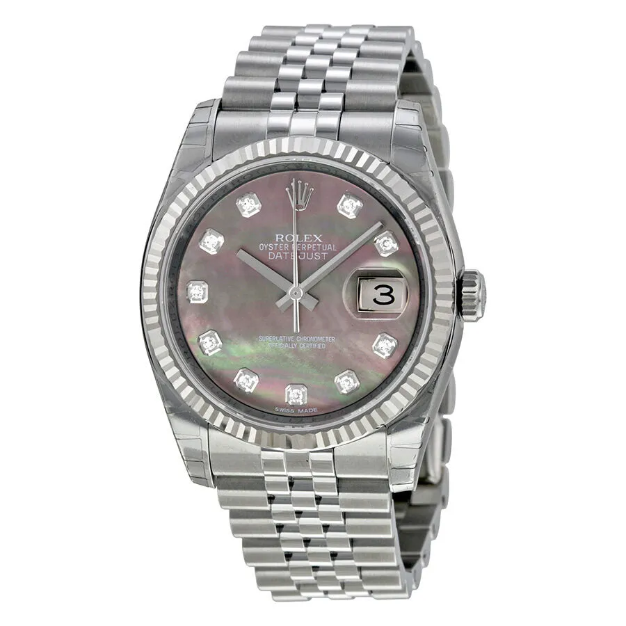 Rolex Oyster Perpetual 36 mm Dark Mother of Pearl Dial Stainless Steel Jubilee Bracelet Automatic Men's Watch 116234BKMDJ