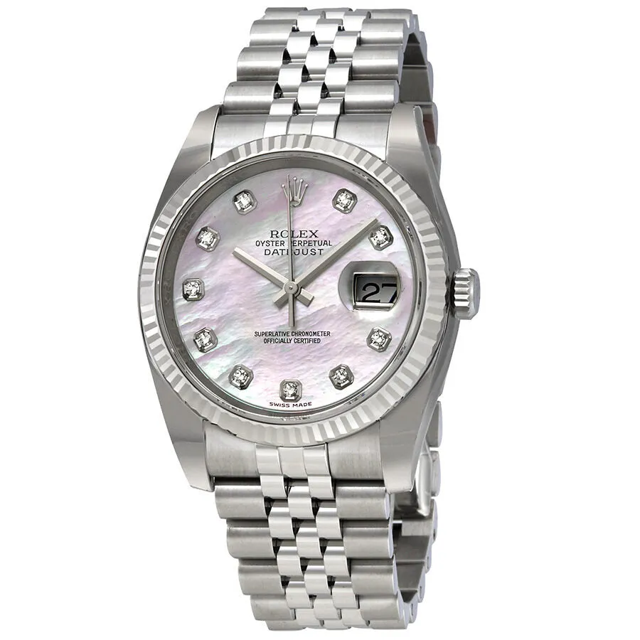 Rolex Oyster Perpetual 36 mm Mother of Pearl Dial Stainless Steel Jubilee Bracelet Automatic Men's Watch 116234MDJ