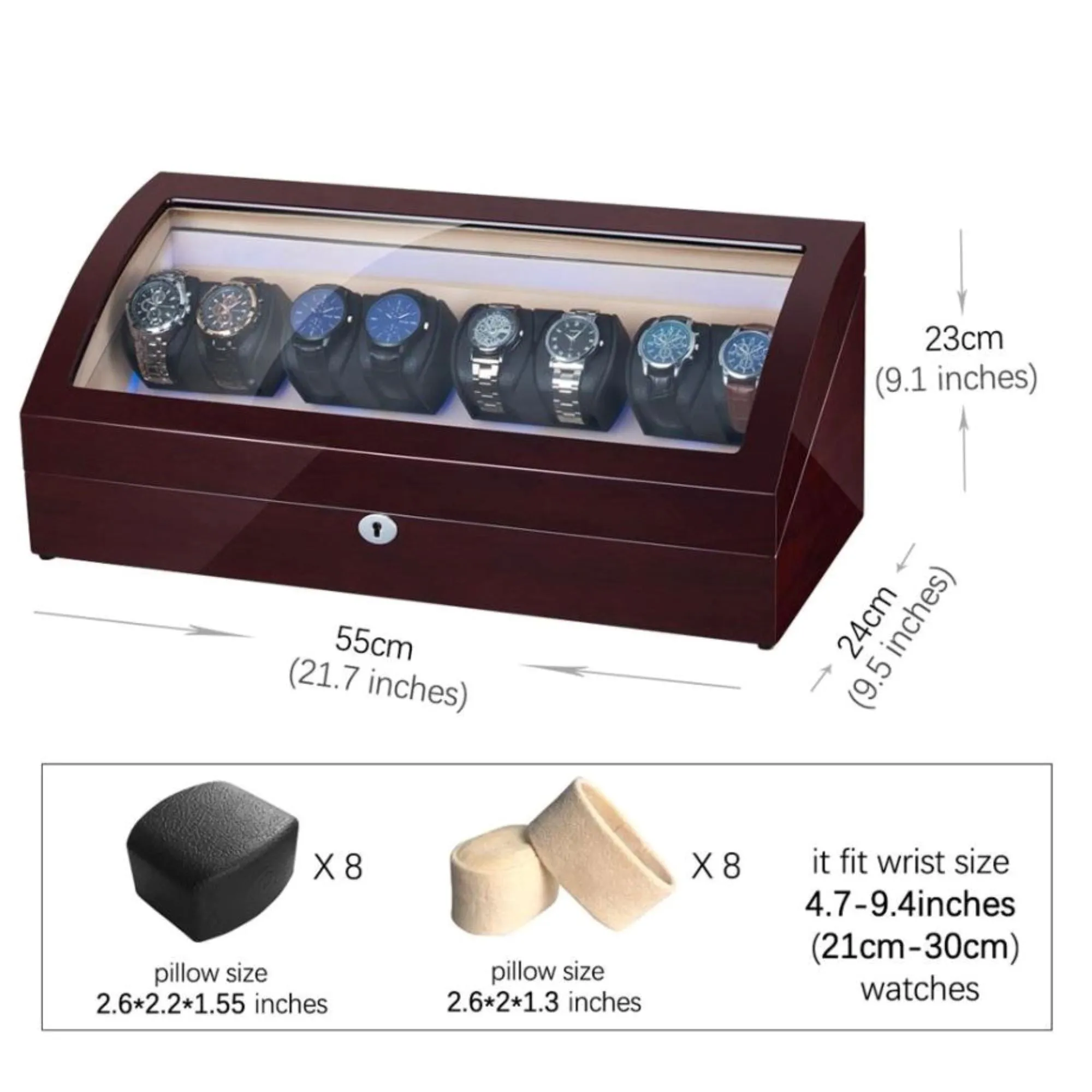Seconds - Avoca Watch Winder Box for 8   8 Watches in Mahogany