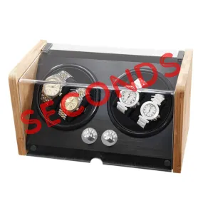 Seconds - BLAQ Bamboo/Black Watch Winder Box for 4 Watches (a)