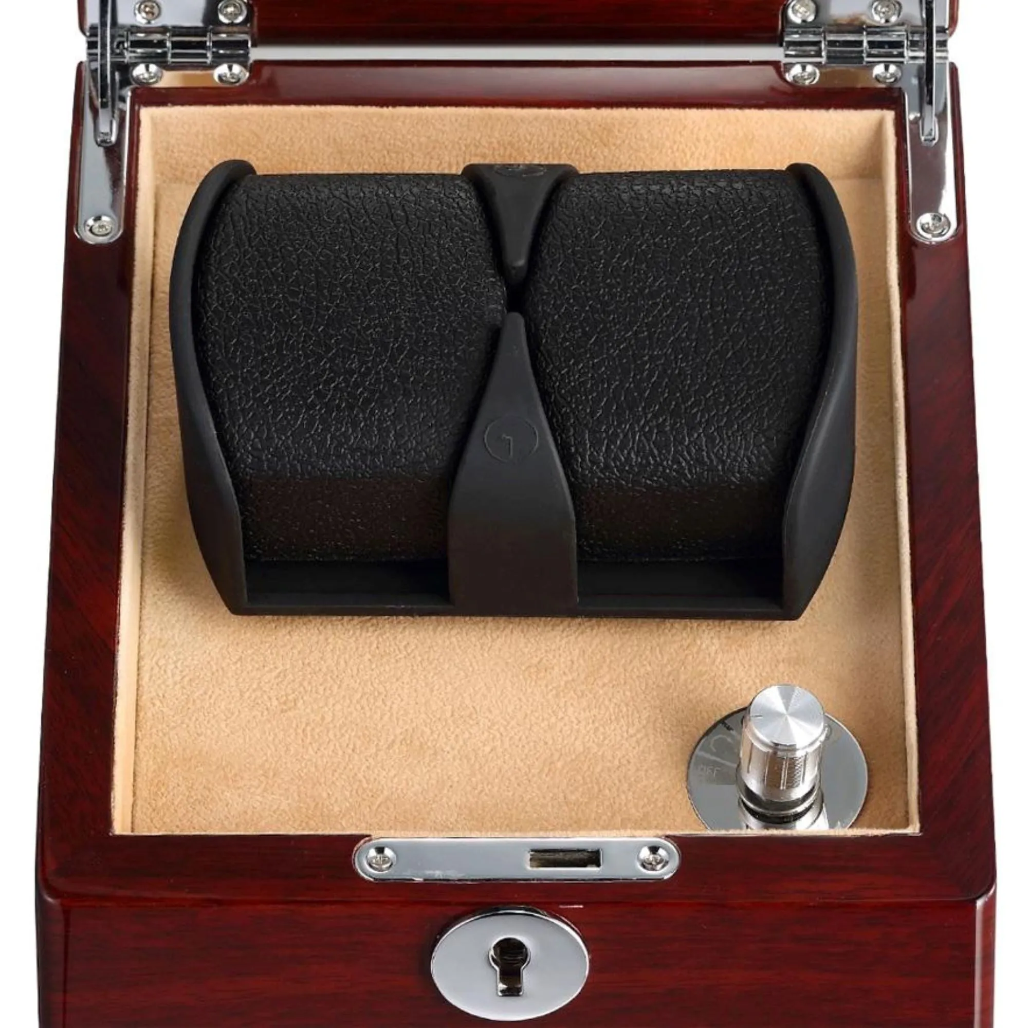 Seconds - Lindeman Mahogany Watch Winder Box for 2 Watches (Single Rotor)