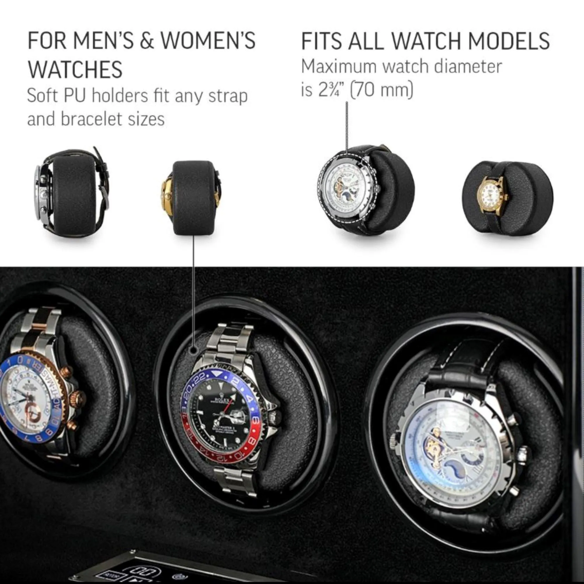 Seconds - Sydney Watch Winder Box for 6 Watches in Black (a)