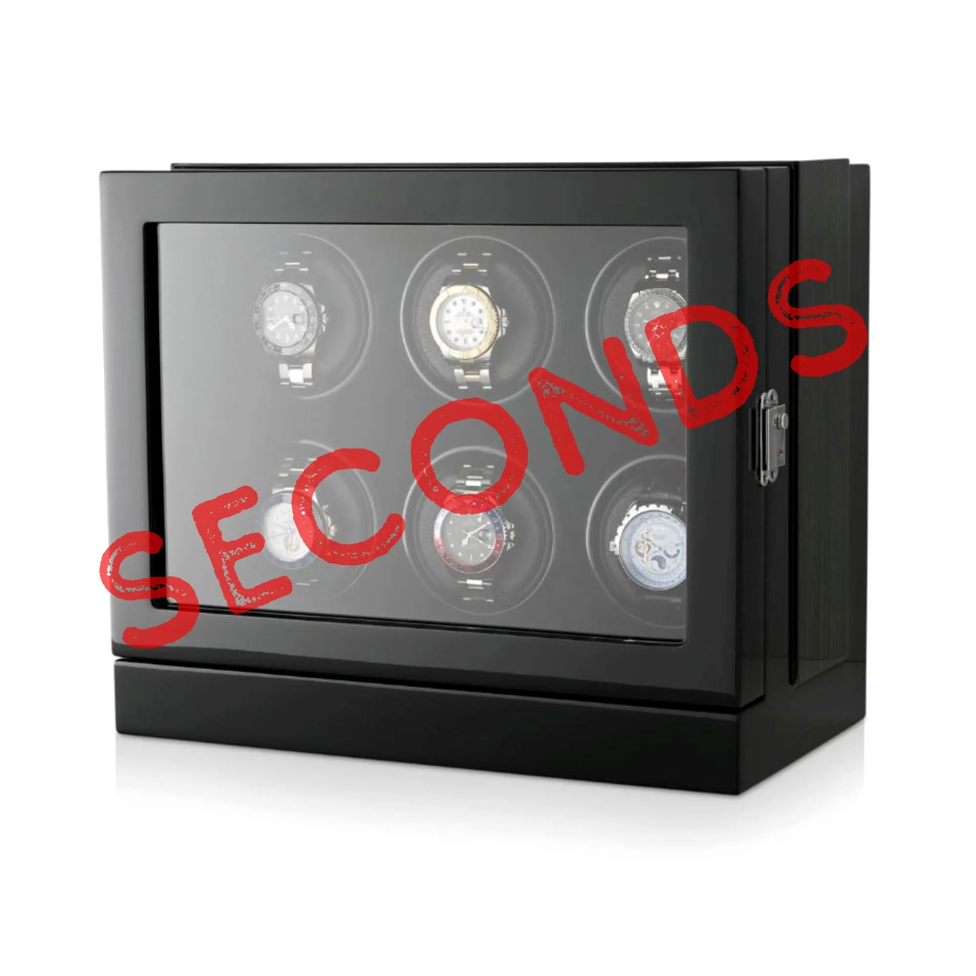 Seconds - Sydney Watch Winder Box for 6 Watches in Black (f)
