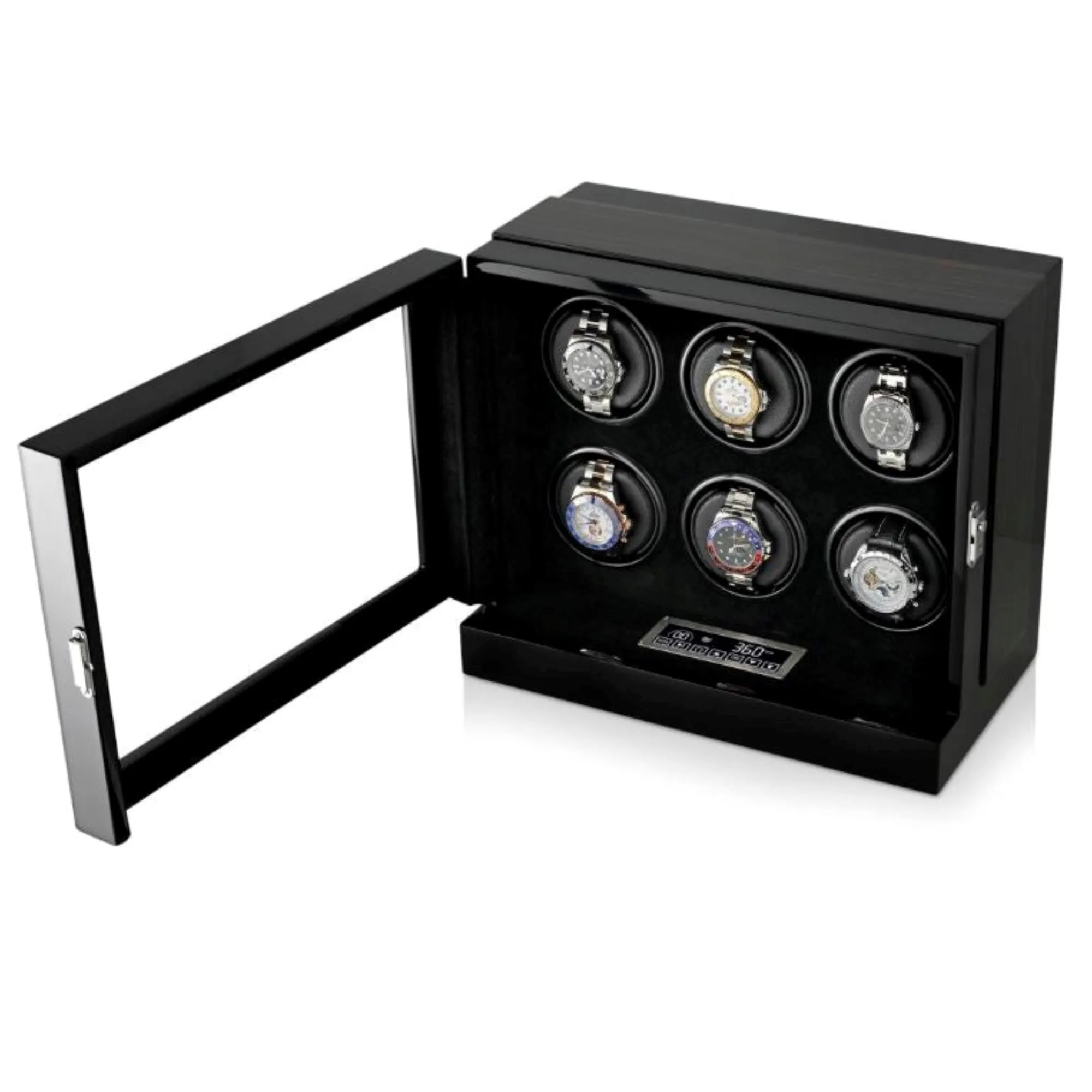 Seconds - Sydney Watch Winder Box for 6 Watches in Black (f)
