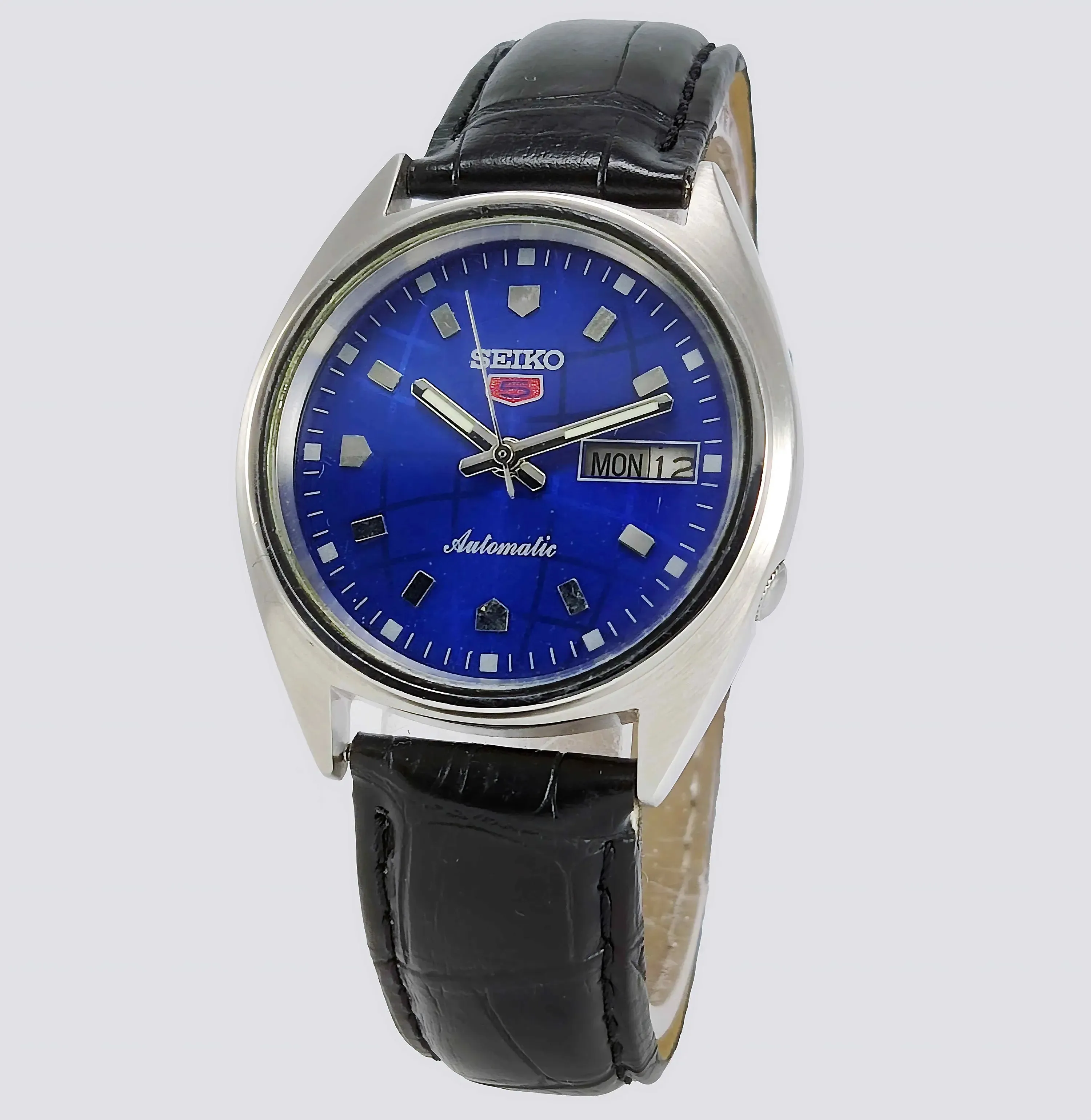 Seiko 5 Automatic-7019A Analog Blue Dial 21 Jewels Analog Day Date Men's Mechanical Watch