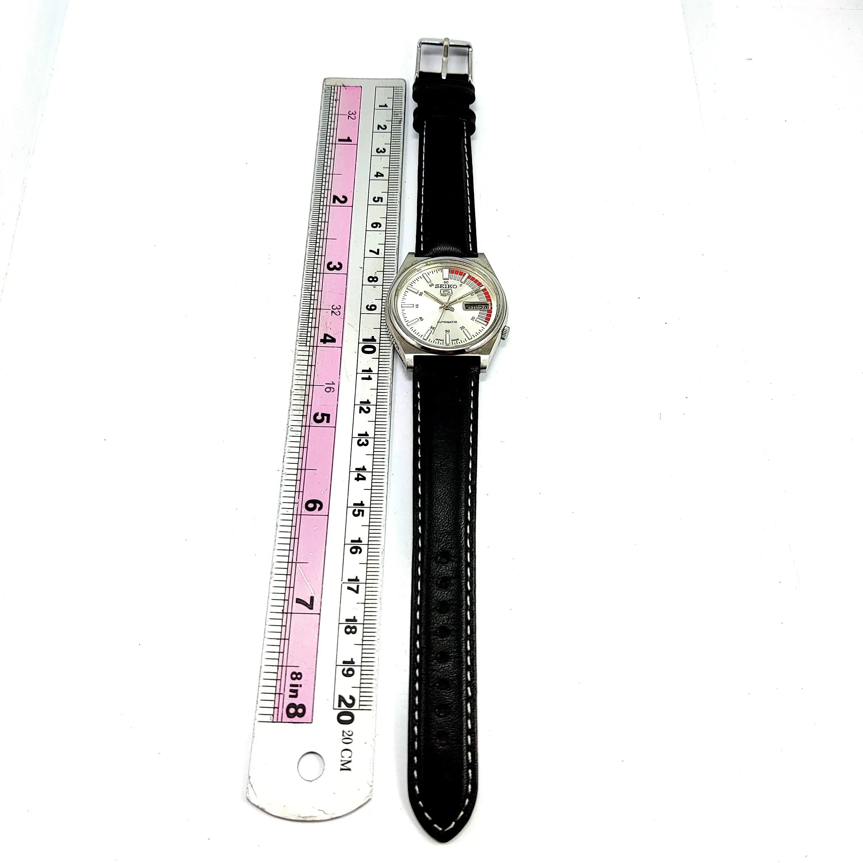 Seiko 5 Mechanical Automatic-7019A Silver Dial 21 Jewels Day Date Men's Wrist Watch
